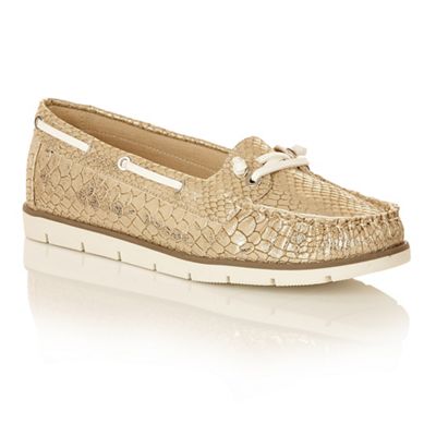 Dolcis Gold 'Kassidy' lace detailed ladies loafers